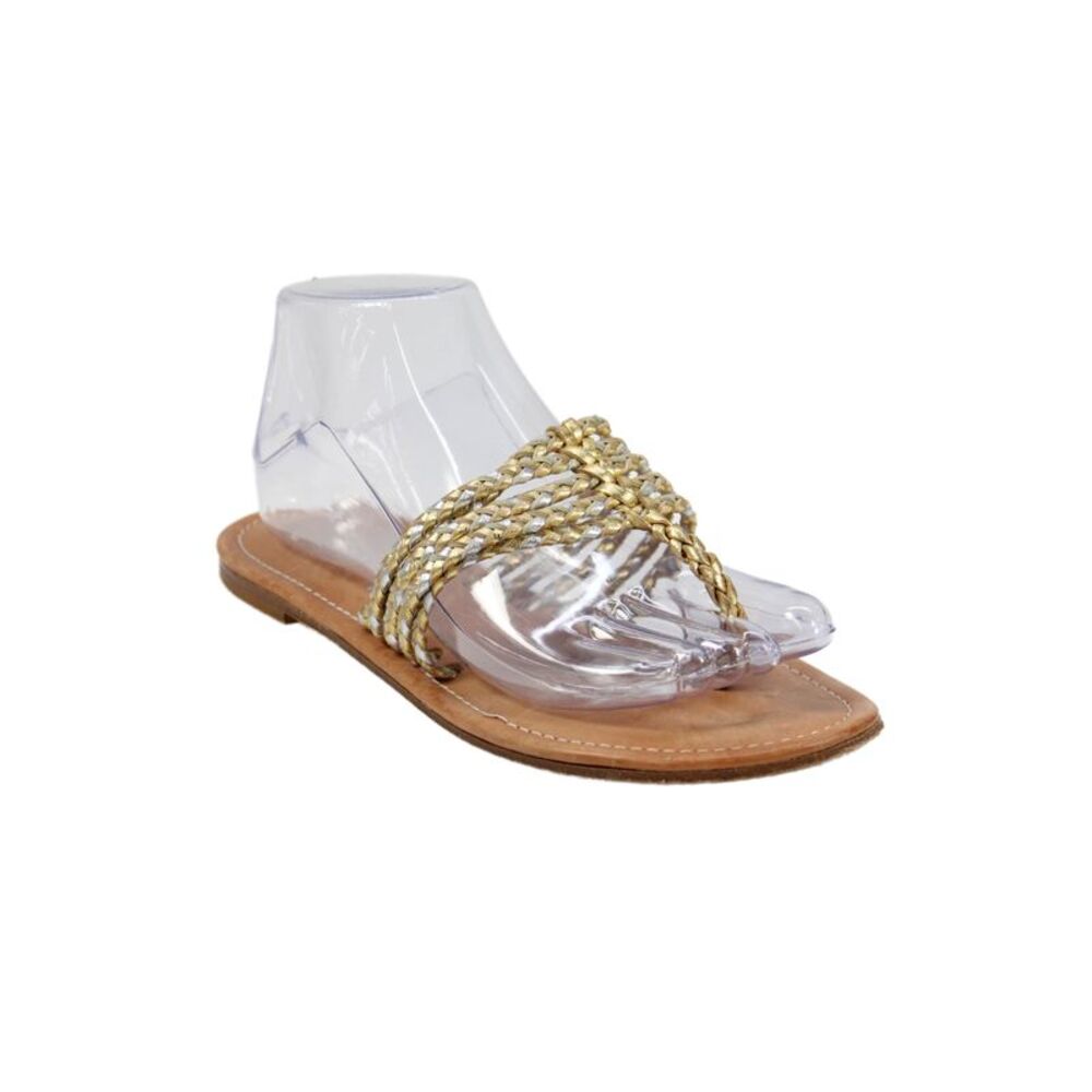 Calypso Christiane Celle Womens Braided Strap Flat Sandals Shoes Gold Size 8